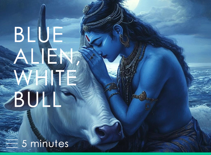 Blue Alien, White Bull